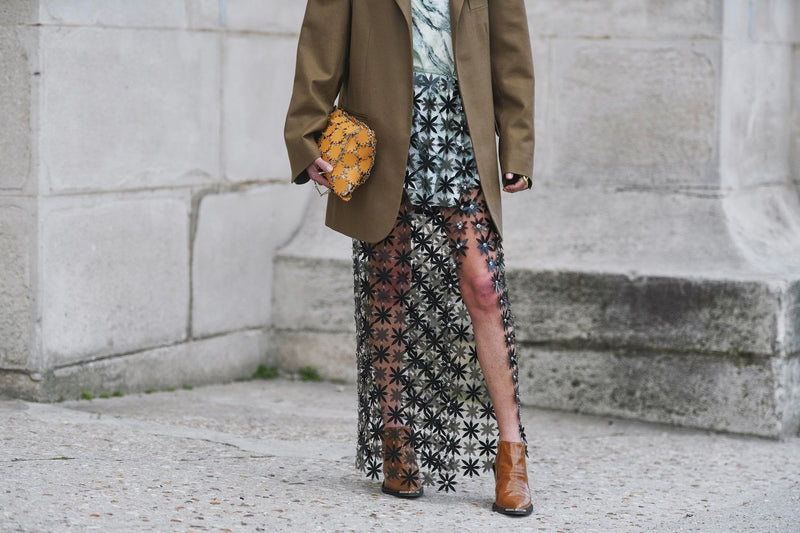 Stylish Sheer Patterned Skirt Layered Over a Mini Dress