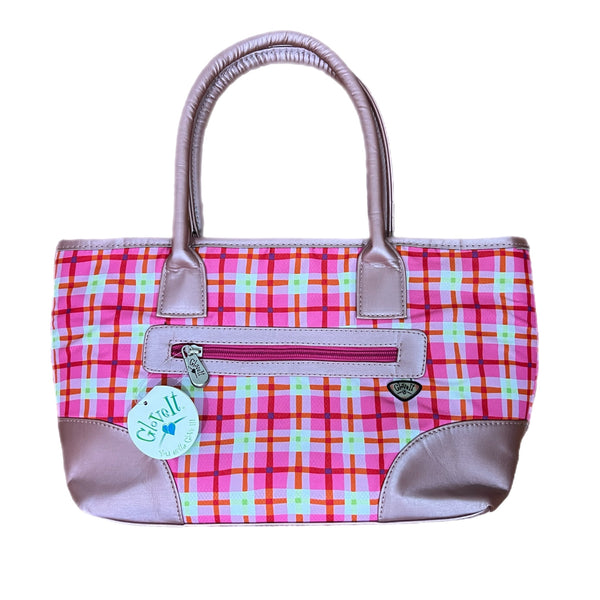 PRE-OWNED - Glove It Pink Plaid Santa Cruz Tote Bag - Tags Attached secondhand shopping Style and Give