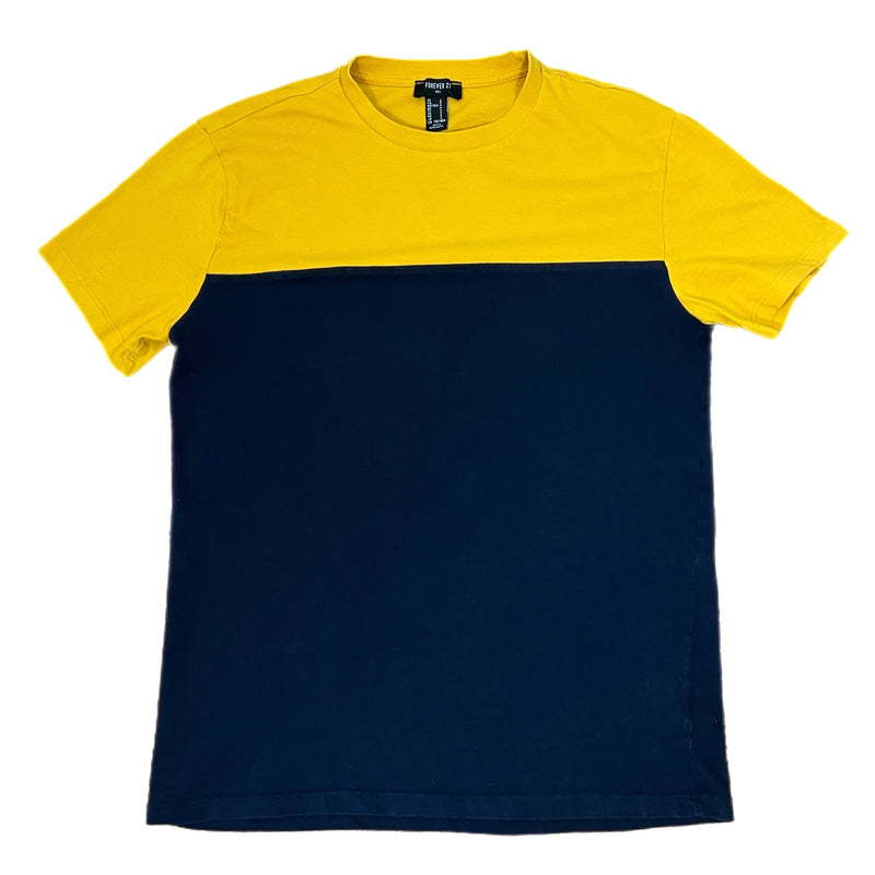 PRE-OWNED - Forever 21 Men's Navy & Yellow Short Sleeve T-Shirt