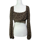 PRE- OWNED - Altar'd State Long Sleeve Brown Floral Crop Top Size Medium