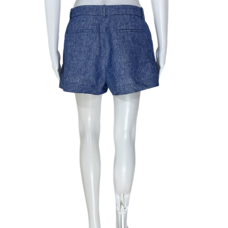 PRE-OWNED - J.Crew Blue Linen Side Ruffle Detail Shorts