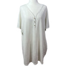 PRE-OWNED -  Time and Tru V Neck Ivory Short Sleeve T-Shirt Size XXL (20)