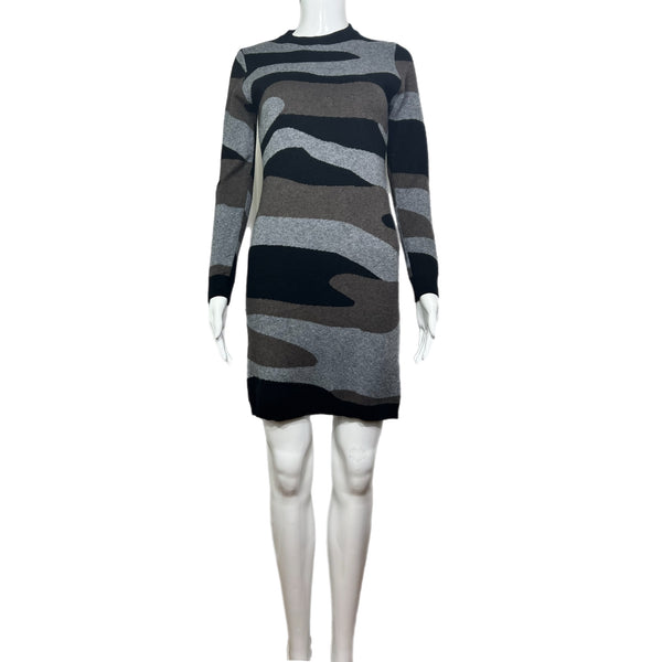  Fate Black, Gray & Brown Long Sleeve Mini Sweater Dress Size Small