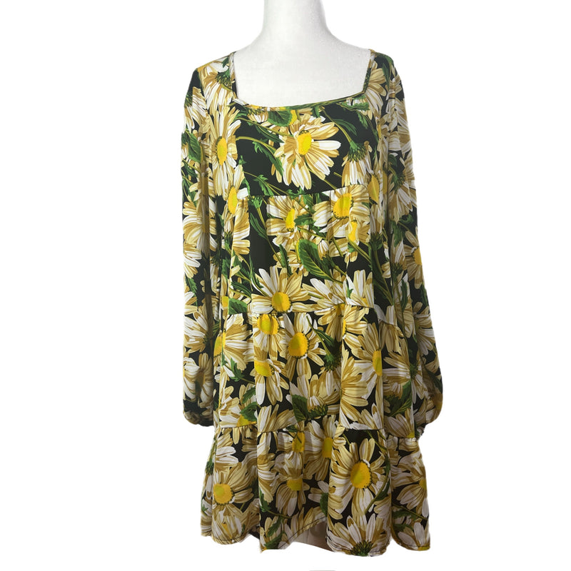sunflower dress long sleeve Aseelah Sunflower Crepe Maxi Dress
