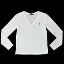  POLO Ralph Lauren White Long Sleeve Sleeve V Neck T-Shirt Preowned size large