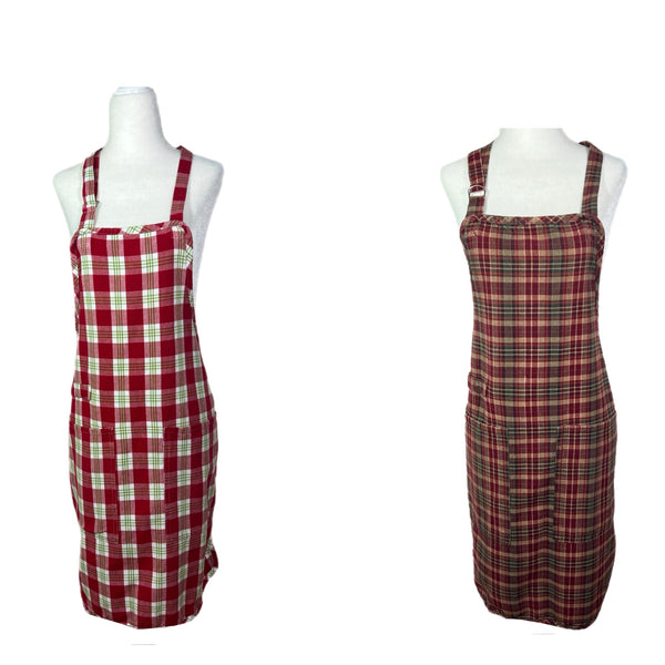 PRE- OWNED - Plaid Adjustable Aprons O/S 