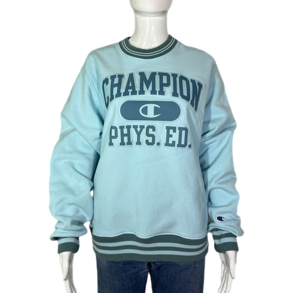 PRE-OWNED -  Champion Reverse Weave Blue Sweatshirt - Style and GIve - Preloved Shopping Shopping Second hand