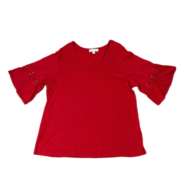 PRE-OWNED - Michael Michael Kors Red Short Sleeve Top Size 2X preloved secondhand shopping Style and Give