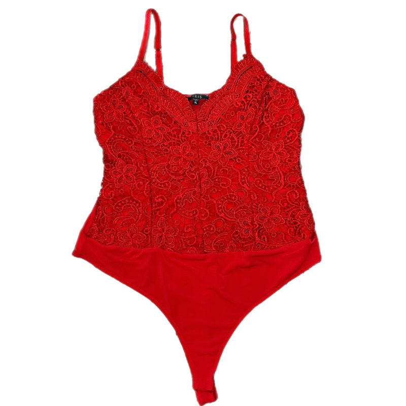 PRE-OWNED - IRIS Red Lace Bodysuit Size XL secondhand Style and Give