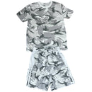 PRE-OWNED - Adidas Gray Tiger Camo T-Shirt with Matching Shorts (Medium 10/12) Style and Give