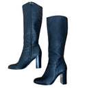 PRE-OWNED - Kenneth Cole Black Knee High Justin Lug Leather Boot