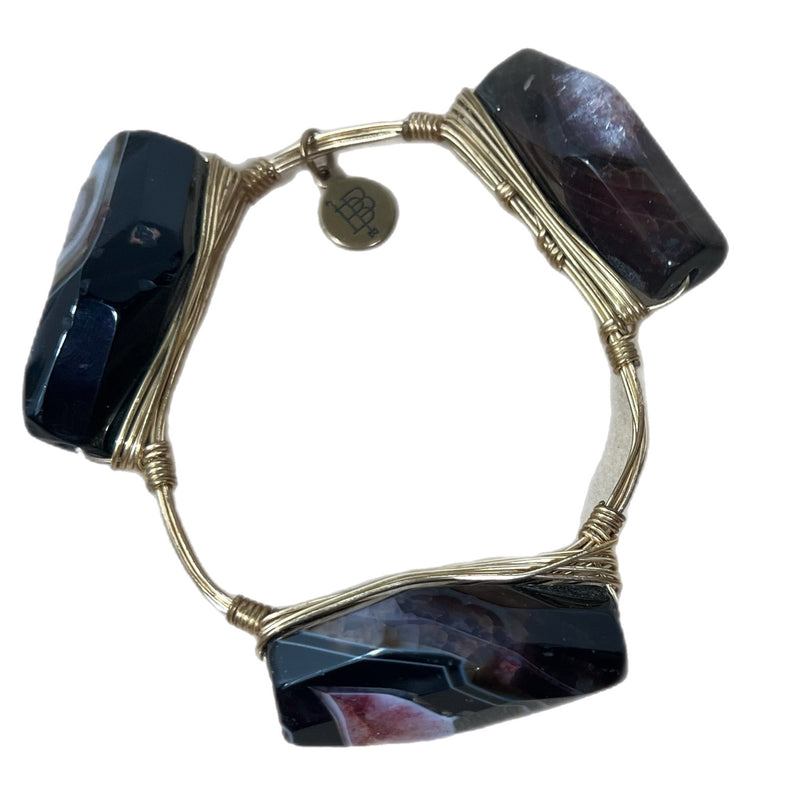 PRE-OWNED - Bangle by Bourbon and Boweties 3 Stone Bangle