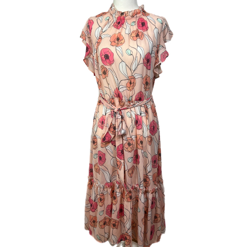 PRE-OWNED - Ann Taylor Factory Pink Floral Sleeveless Dress Size Medium