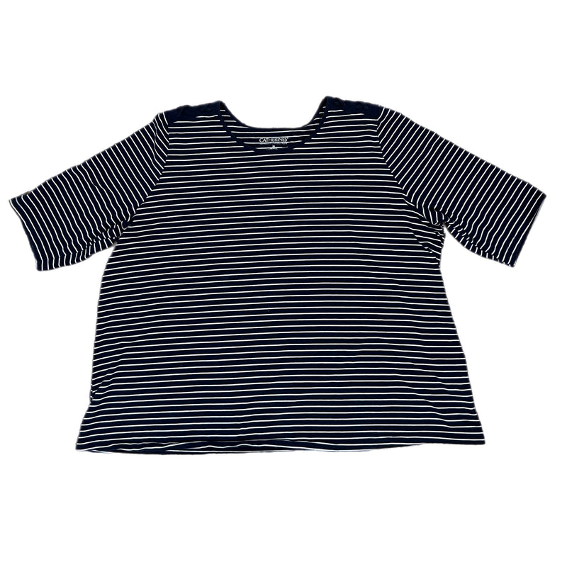 Catherines Plus Size Suprema Collection Navy Striped Short Sleeve Shirt