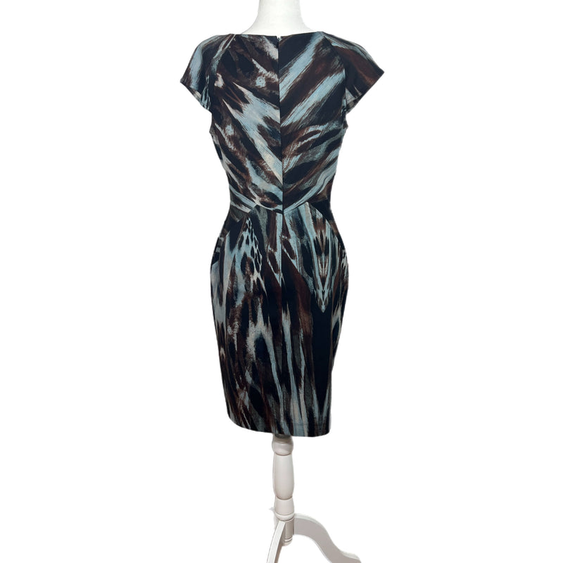 PRE-OWNED - Calvin Klein Abstract Animal Print Cap Sleeve Dress