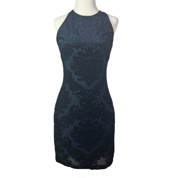 B. Darlin Juniors 7/8 Sleeveless Navy Patterned Dress Preowned