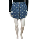 PRE-OWNED - superdown Blue Denim Star Design Mini Skirt Size Medium Style and Give Preloved Preowned Shopping