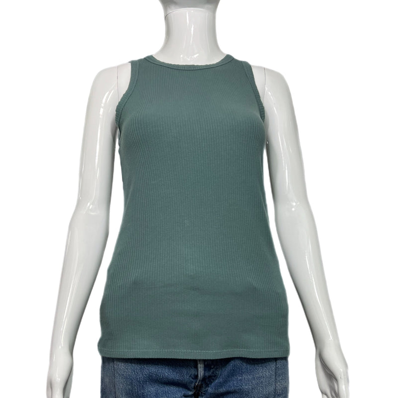 Nine West Essentials Green Ribbed Tank Top Preowned Resale Shopping 