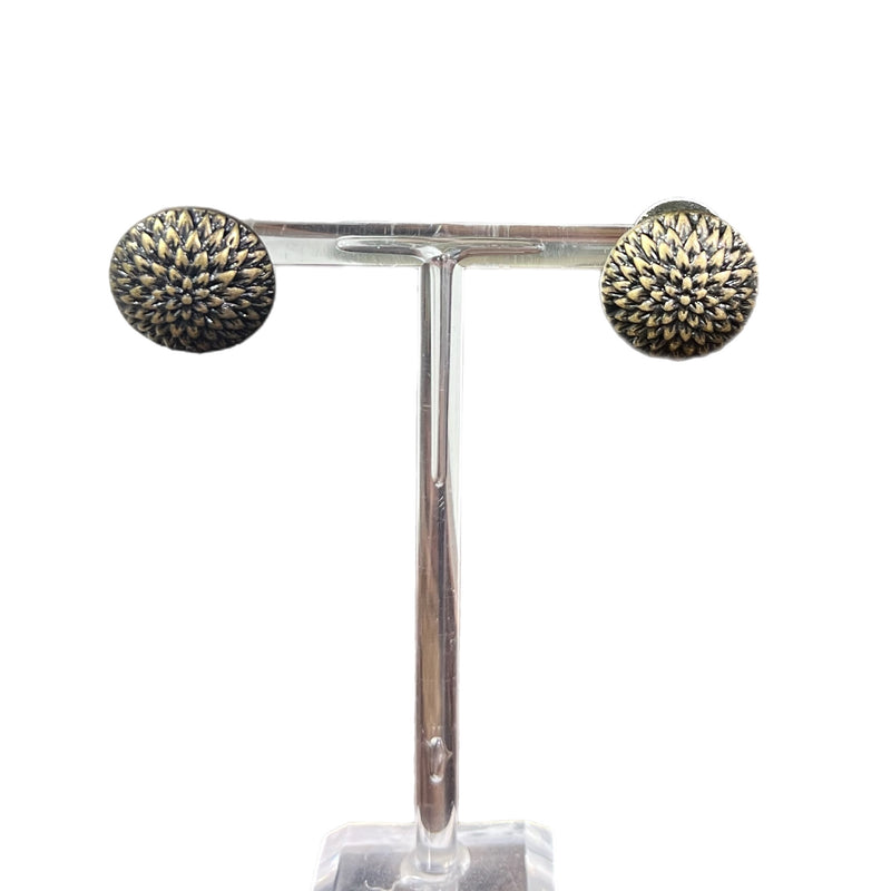 Gold-Tone Golf Ball Pattern Round Fashion Stud Earring