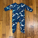 PRE-OWNED - Mini Hop Blue Dinosaur Design Long Sleeve Footed Onesie 3 Months Style and Give Secondhand Shopping 