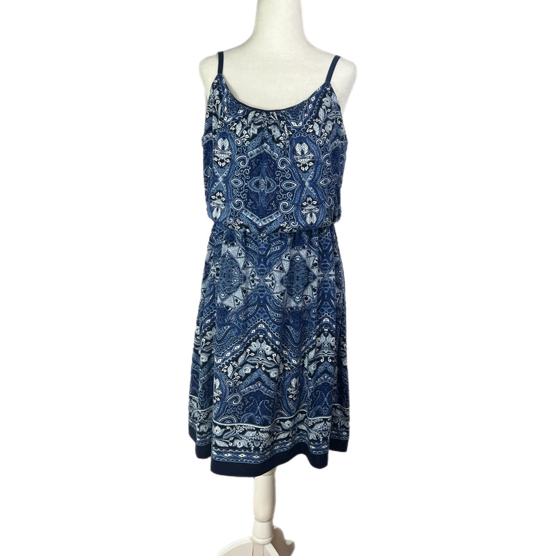 PRE-OWNED - Maurices Spaghetti Strap Blue Patterned Dress Size Medium