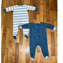 PRE-OWNED - Set of Gerber Blue Long Sleeve Footed Onesie Size 6 to 9 Months