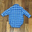 PRE-OWNED - OSHKOSH Long Sleeve Blue Plaid Button Down Collard Bodysuit - 3 Months
