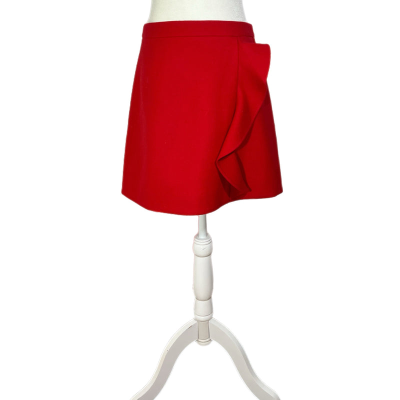 PRE-OWNED - J.Crew Red Wool Skirt with Ruffle Detail Size 8 preloved secondhand Shopping Style and Give