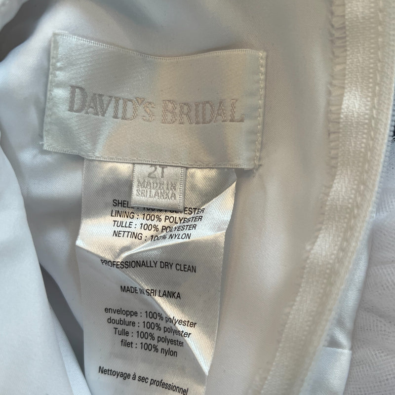 PRE-OWNED - David's Bridal Girls White Flower Girl or Communion Dress Size 2T