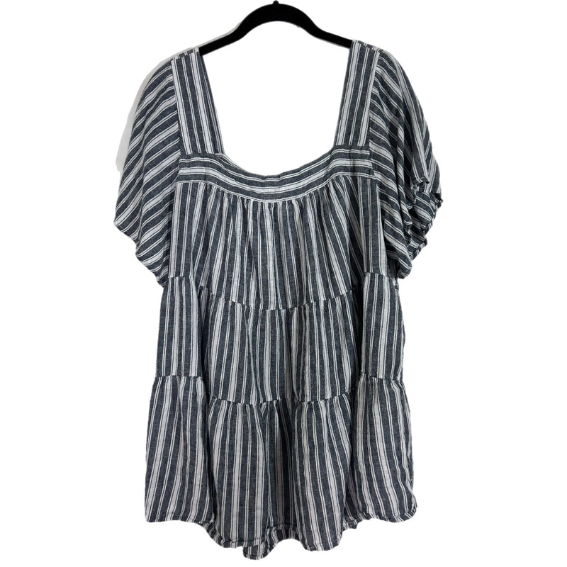 PRE-OWNED - Terra & Sky Linen Blend Blue Striped Tank 2X 