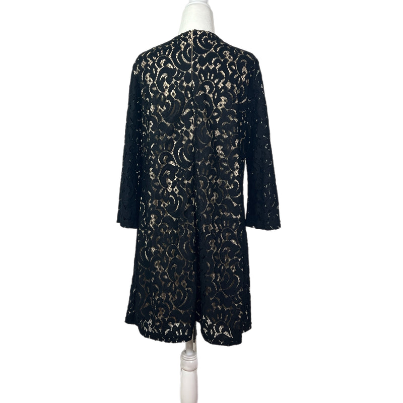 PRE-OWNED - Xhilaration Black and Lace Three Quarter Bell Sleeve with Tie Accent Dress