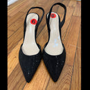 PRE-OWNED - Marc Fisher Black Slingback Pump with Crystal Details Size 6