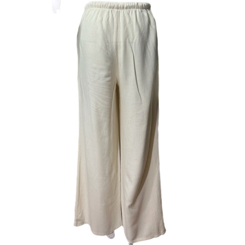 PRE-OWNED - Ivory Wide Leg Cotton Linen Blend Pants