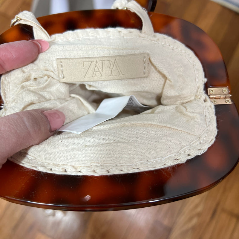 PRE-OWNED - Zara Ivory Crochet Fringe Handbag