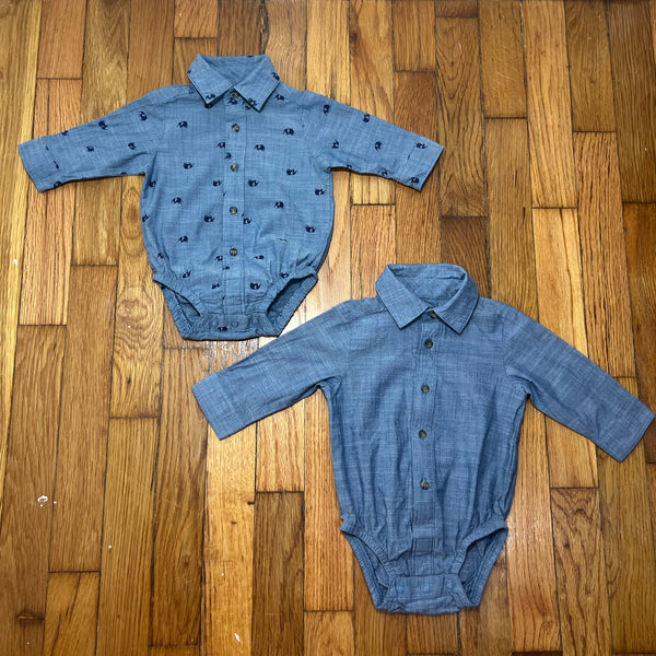 PRE-OWNED - Carter's Just One You Set of Button Down Collard Long Sleeve Bodysuits - 3 Months style and give secondhand shopping