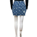 PRE-OWNED - superdown Blue Denim Star Design Mini Skirt Size Medium