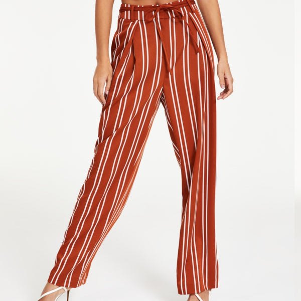 PRE-OWNED - Bar III Plus Women's Striped Tie Waist Wide Leg Pants - Size 22W - Tags Attached