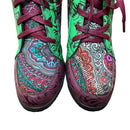 PRE-OWNED - Unbranded Floral Patterned Block Heel Lace up Ankle Boots