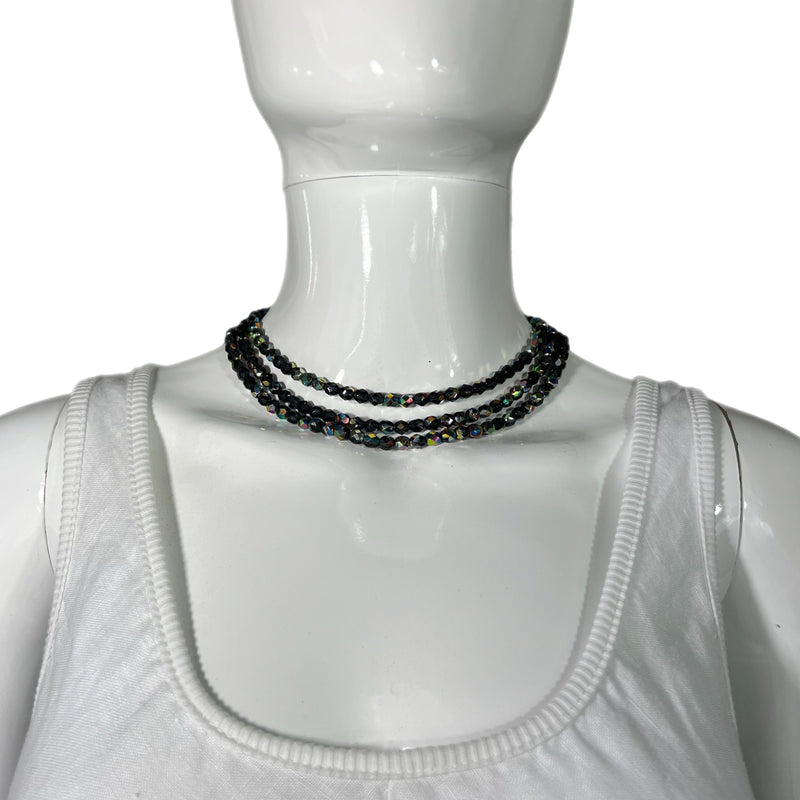 Black Iridescent Beaded Necklace - Style and GIve Resale Luxury Fashion