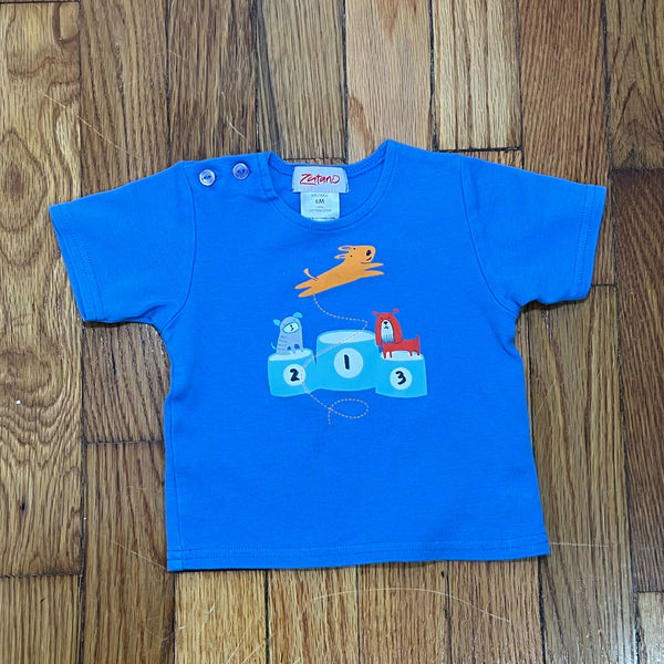 PRE-OWED - Zutano Baby Boy Top Dog Screen Short Sleeve T-Shirt 6 Months Style and Give Secondhand Shopping 