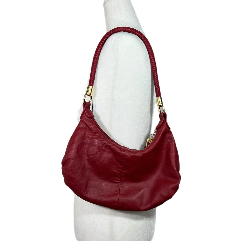 PRE-OWNED - Great American Leatherworks Red Leather Shoulder Bag with Tassel Zip