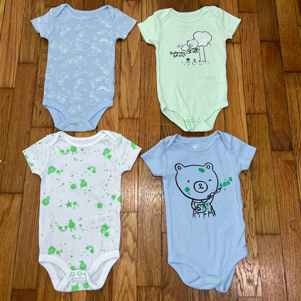 PRE-OWNED - Joe Fresh Set of 4 Short Sleeve Bodysuits 3 to 6 Months Style and Give