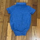 PRE-OWNED - Cat & Jack Blue Linen Blend Collared Button Down Short Sleeve Bodysuit 6 to 9 Months