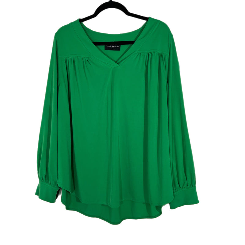 Pre-owned - Lane Bryant Green V neck Long Sleeve Top size 22/24