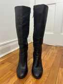 PRE-OWNED - Kenneth Cole Black Knee High Justin Lug Leather Boot