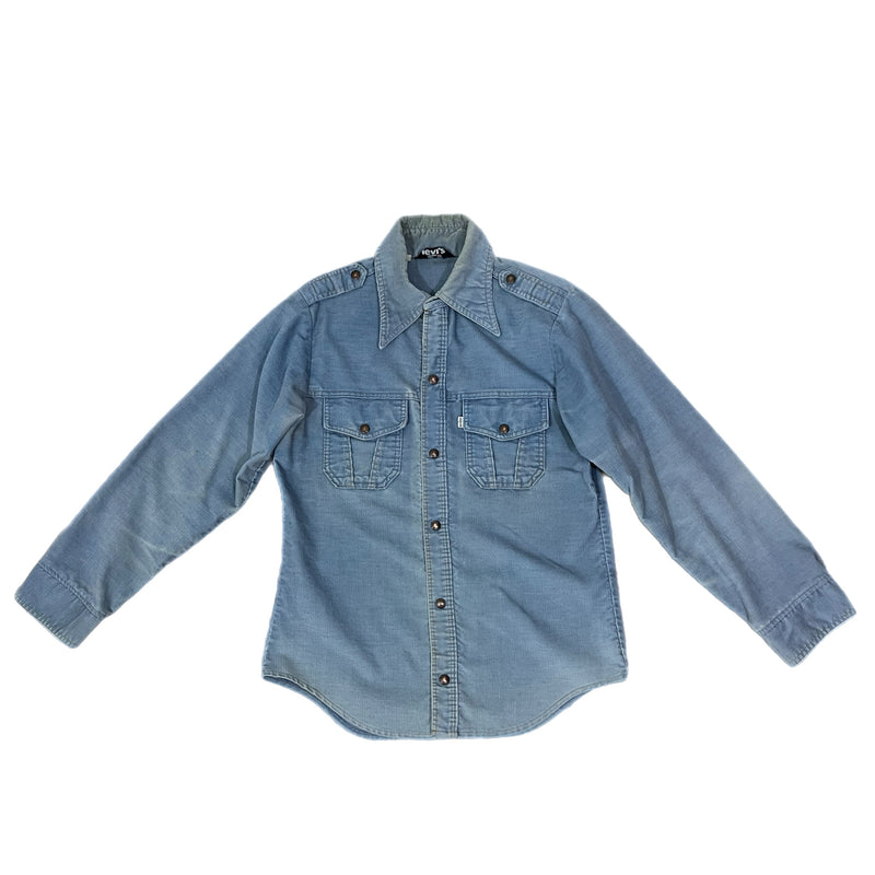 Pre-owned Levi's Blue Corduroy Snap Button Down Long Sleeve Shirt Size large - resale vintage shopping 