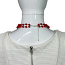 PRE-OWNED - Fashion Red Beaded Double Tiered Necklace