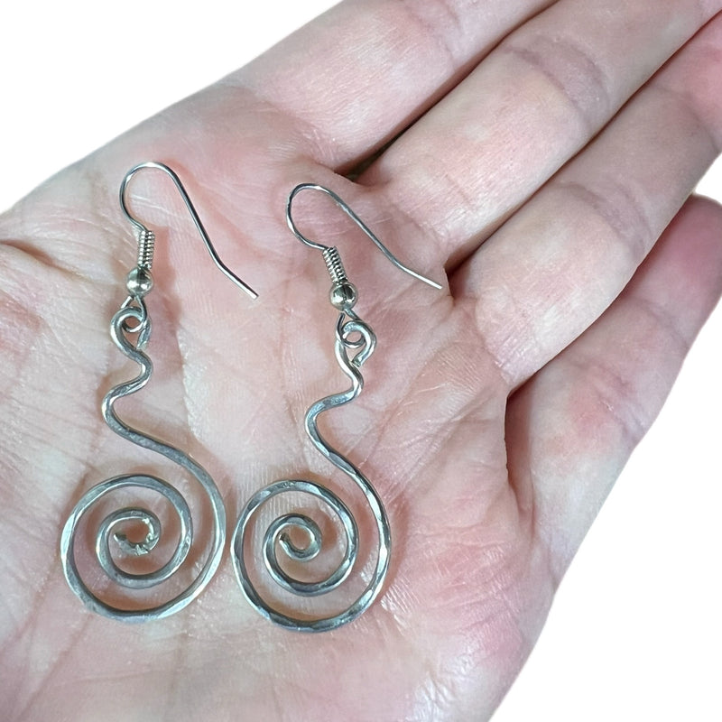 PRE-OWNED - Fashion Dangle Silver-Tone Spiral Detail Earrings