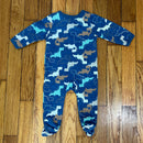 PRE-OWNED - Mini Hop Blue Dinosaur Design Long Sleeve Footed Onesie 3 Months