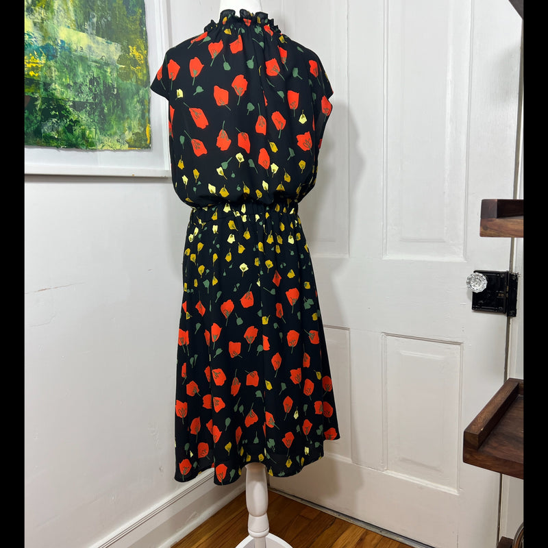 PRE-OWNED - Banana Republic Petite 8 California Poppy Floral Print Midi Dress